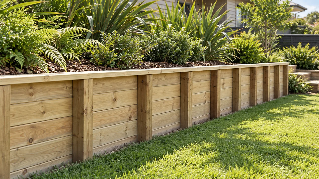 Example timber sleeper retaining wall
