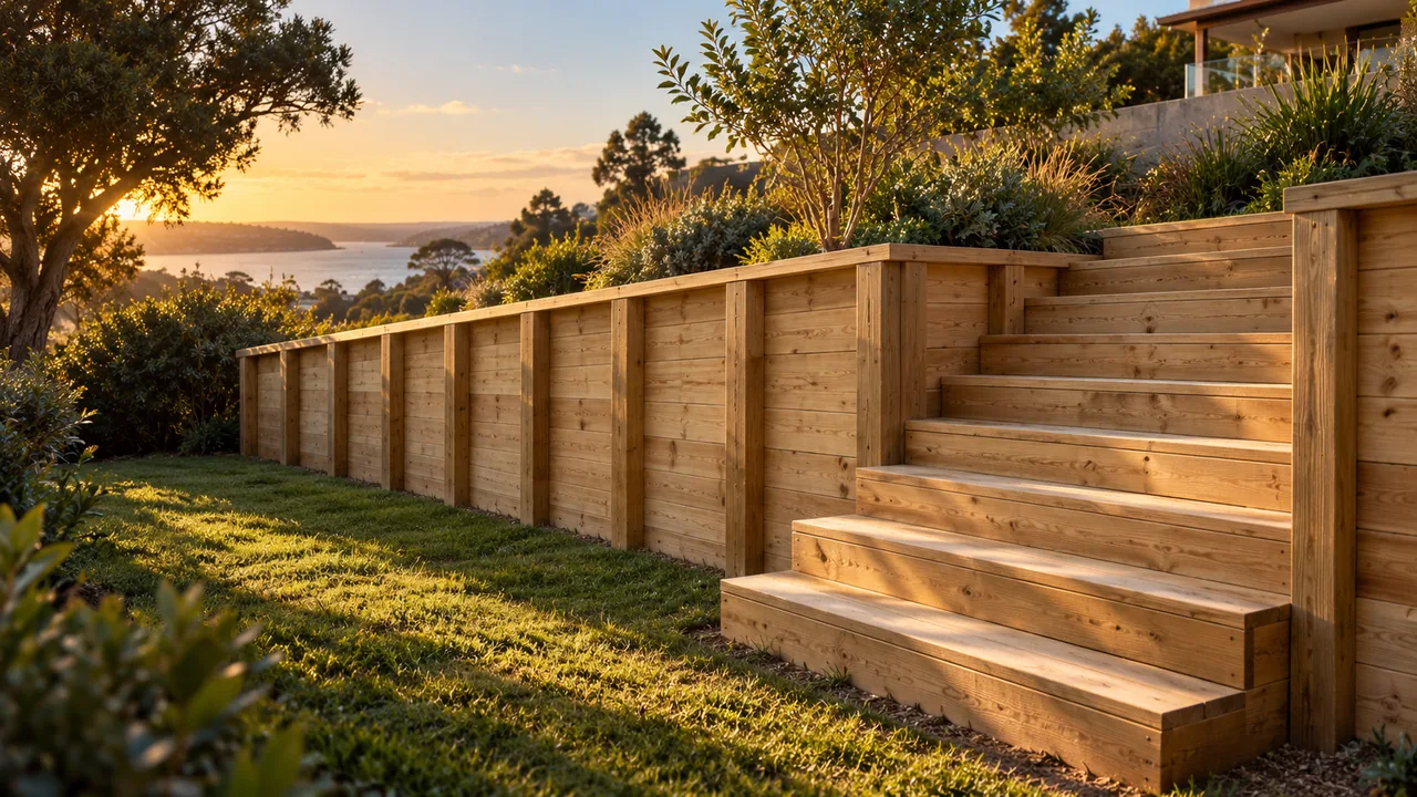 Example retaining wall and garden stairs